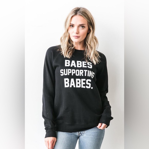 Black “Babes Supporting Babes” Brunette The Label Crewneck Sweatshirt S/M - Picture 2 of 5